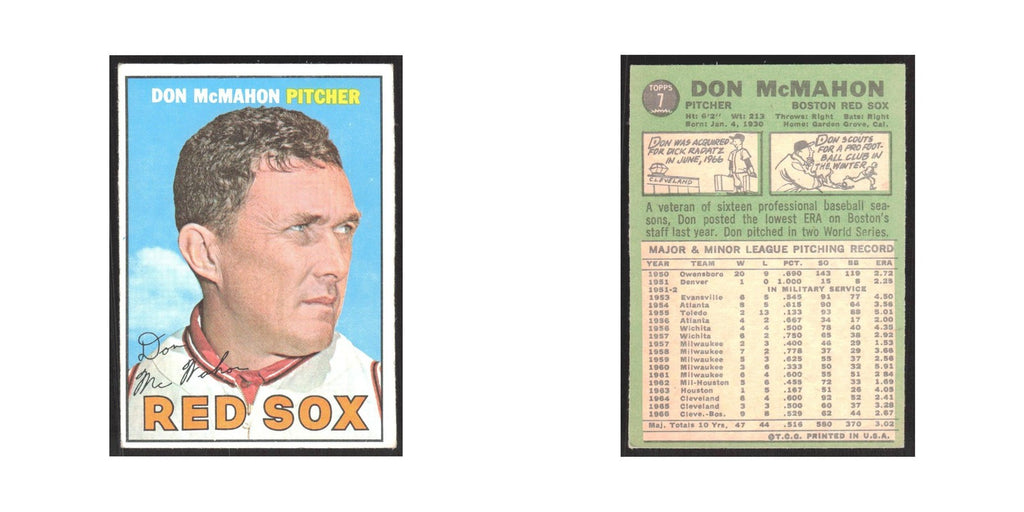 1967 Topps Don McMahon Red Sox #7