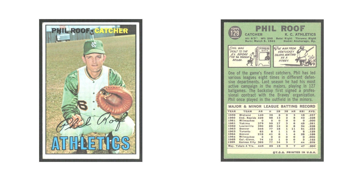 1967 Topps Phil Roof Kansas City Athletics #129