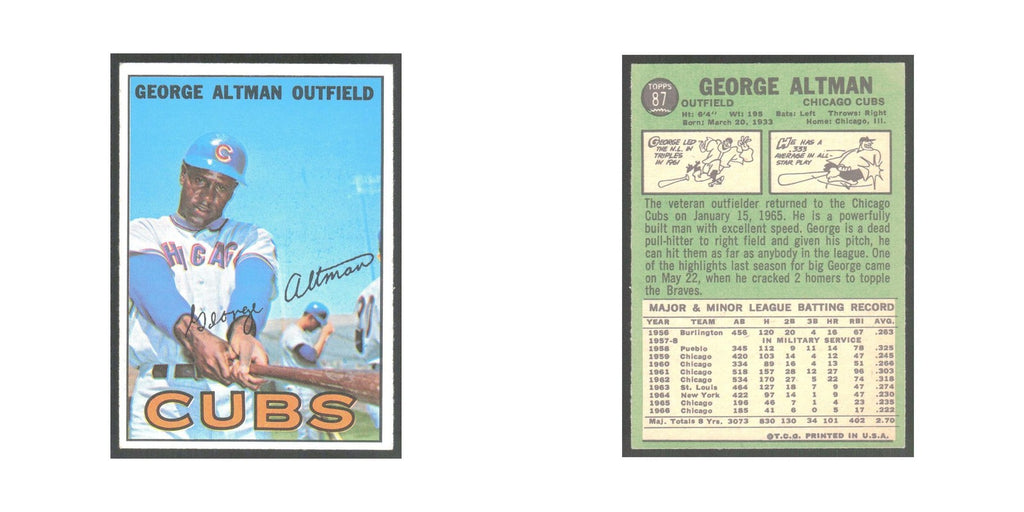 1967 Topps George Altman Cubs #87