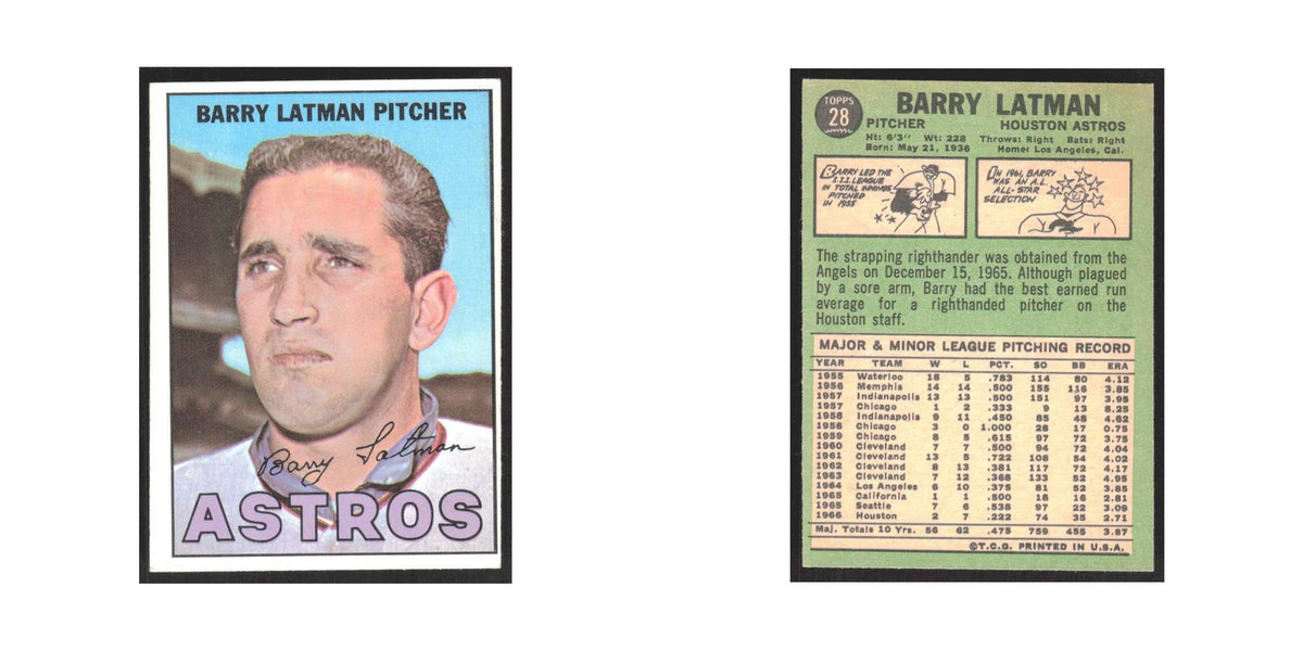 1967 Topps Barry Latman Astros #28