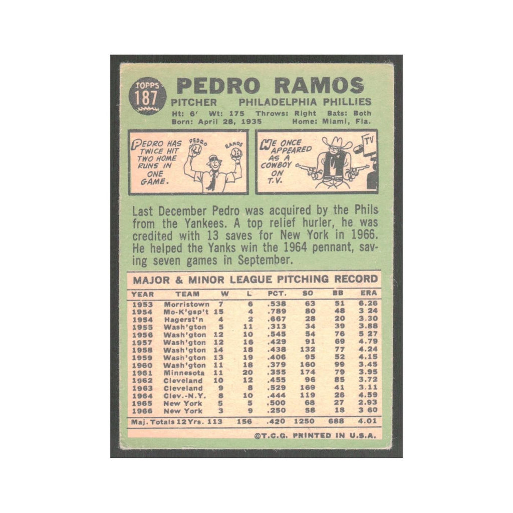 1967 Topps Pedro Ramos Phillies #187