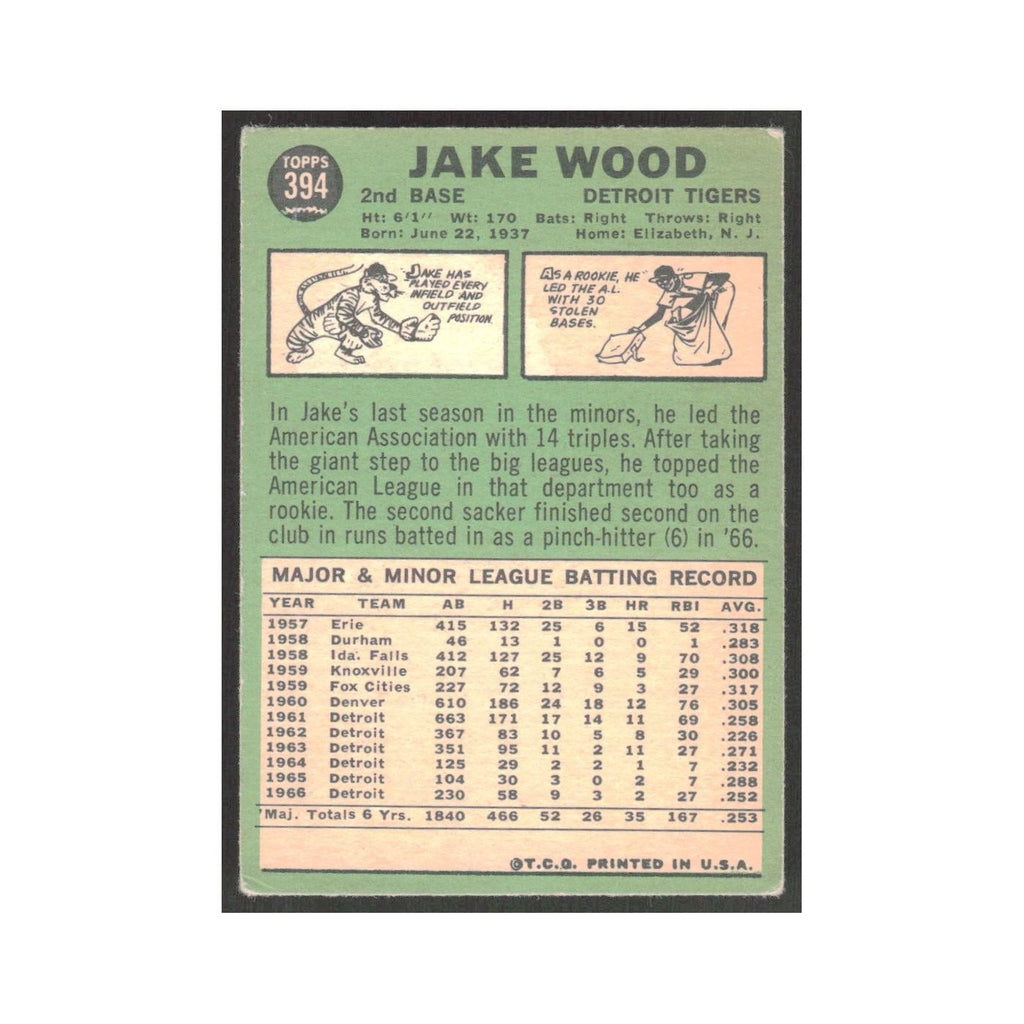 1967 Topps Jake Wood Tigers #394