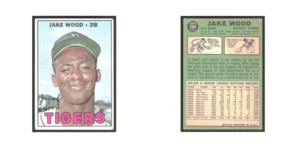 1967 Topps Jake Wood Tigers #394