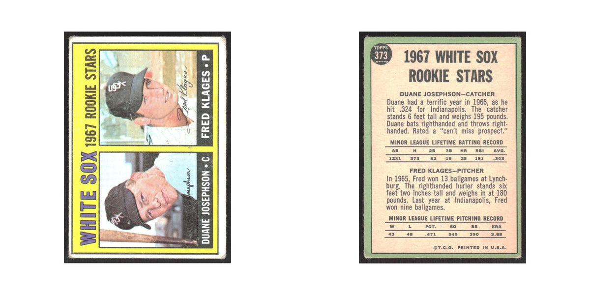 1967 Topps Duane Josephson/Fred Klages RC White Sox #373