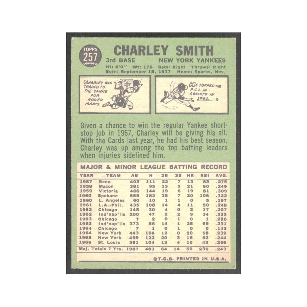 1967 Topps Charley Smith Yankees #257