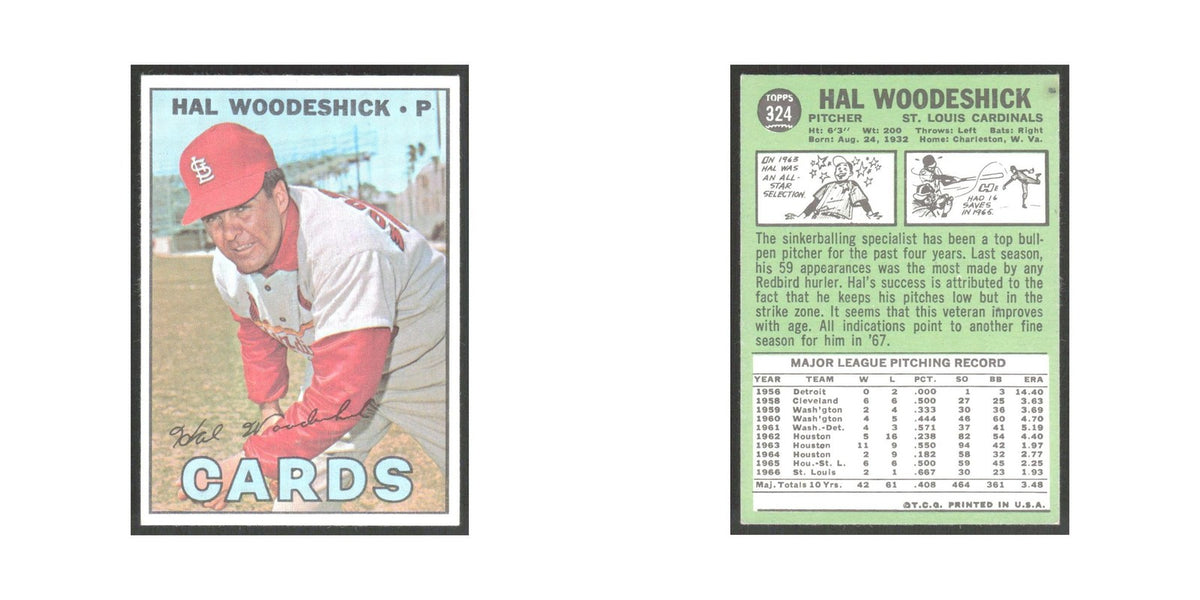 1967 Topps Hal Woodeshick Cardinals #324