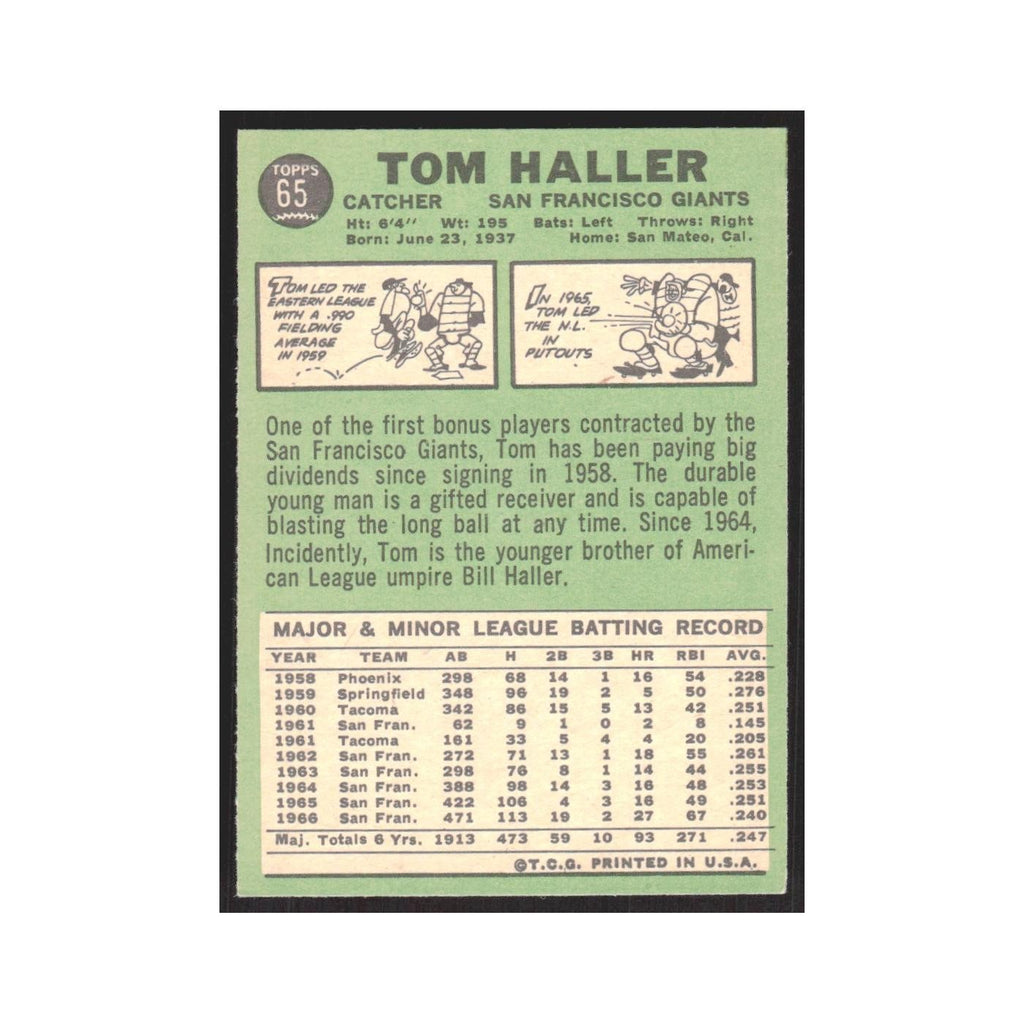 1967 Topps Tom Haller Giants #65