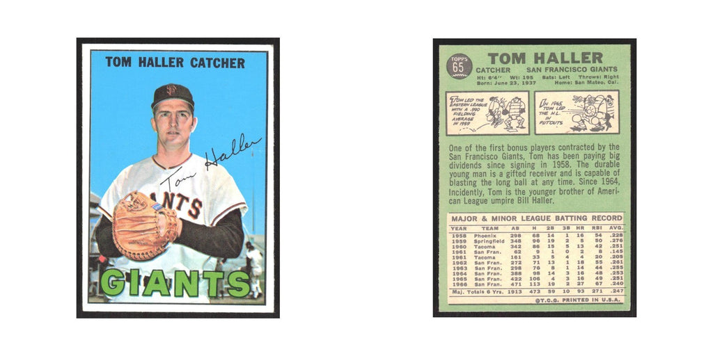 1967 Topps Tom Haller Giants #65