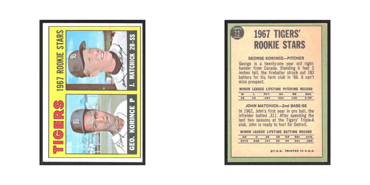 1967 Topps Tigers Rookies - George Korince/John Matchick RC Tigers #72
