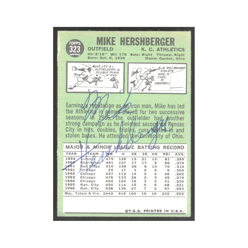 1967 Topps Mike Hershberger Kansas City Athletics #323