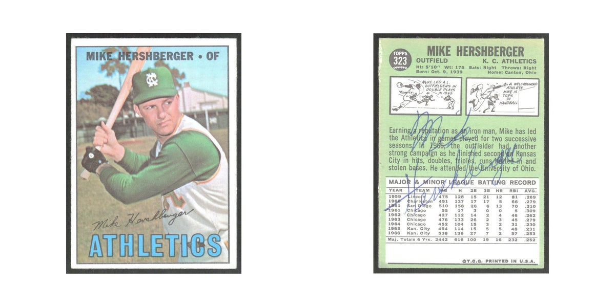 1967 Topps Mike Hershberger Kansas City Athletics #323