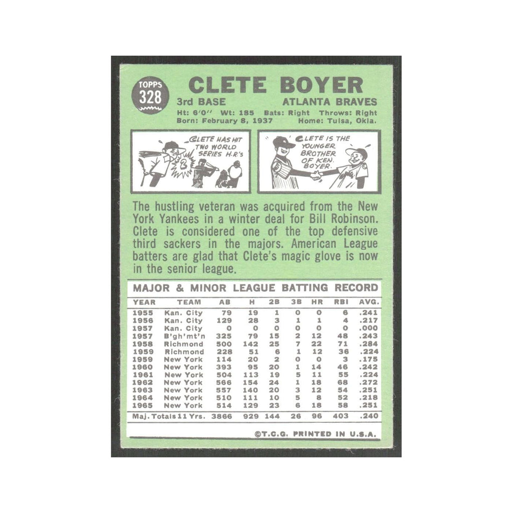1967 Topps Clete Boyer Braves #328