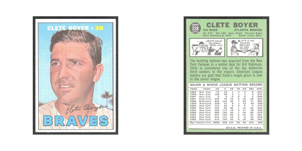 1967 Topps Clete Boyer Braves #328