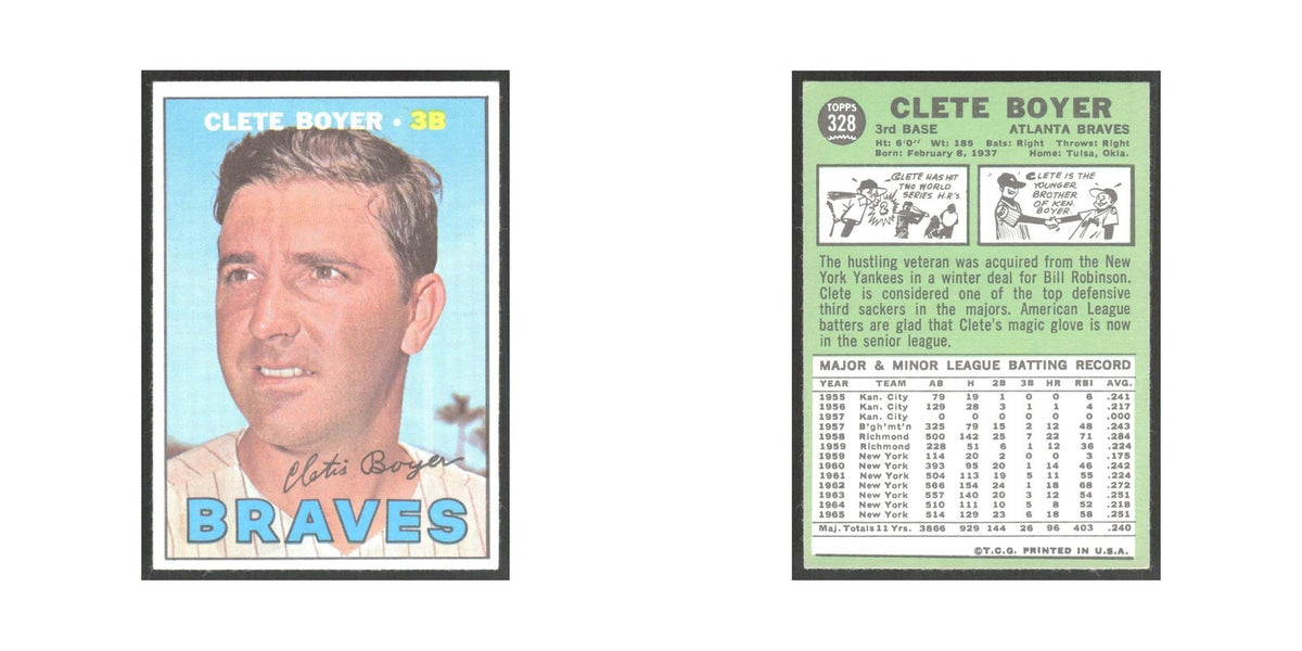 1967 Topps Clete Boyer Braves #328