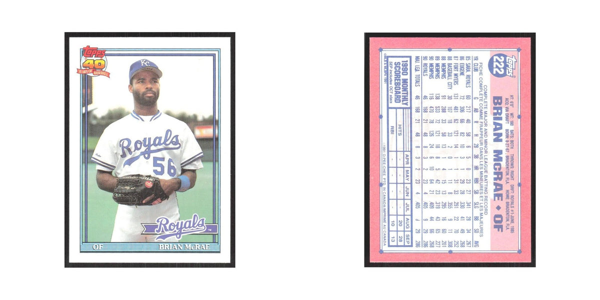 1991 O-Pee-Chee Brian McRae RC Royals #222
