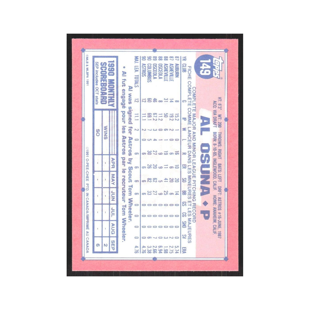 1991 O-Pee-Chee Al Osuna Astros #149