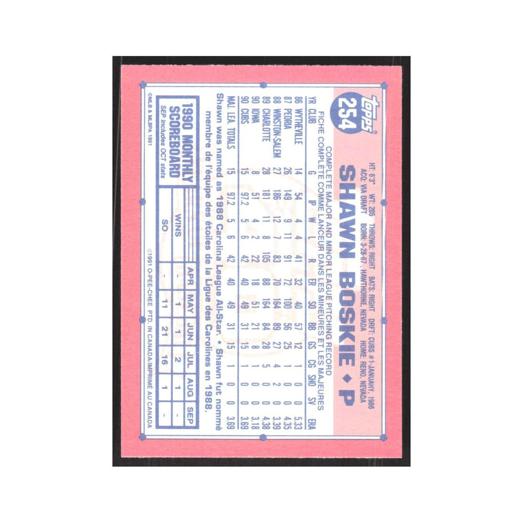 1991 O-Pee-Chee Shawn Boskie Cubs #254