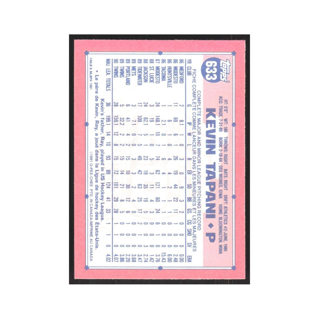 1991 O-Pee-Chee Kevin Tapani Twins #633