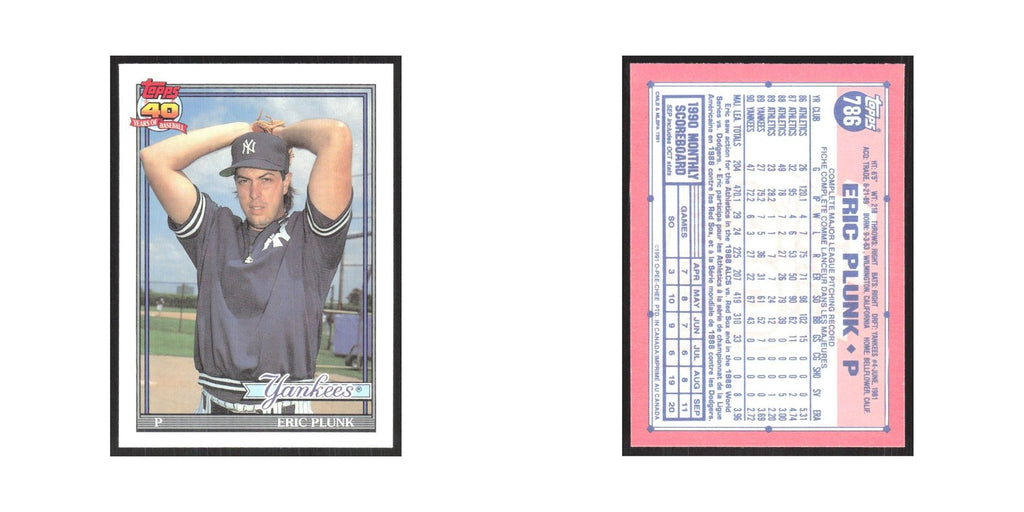 1991 O-Pee-Chee Eric Plunk Yankees #786