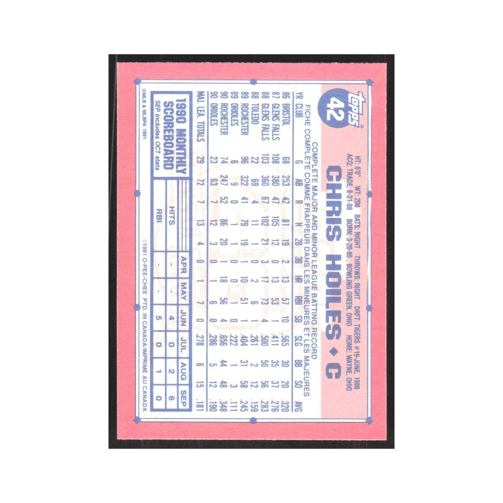 1991 O-Pee-Chee Chris Hoiles Orioles #42