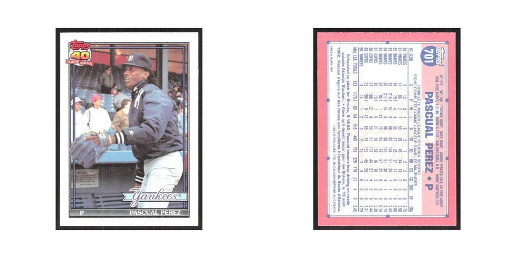1991 O-Pee-Chee Pascual Perez Yankees #701