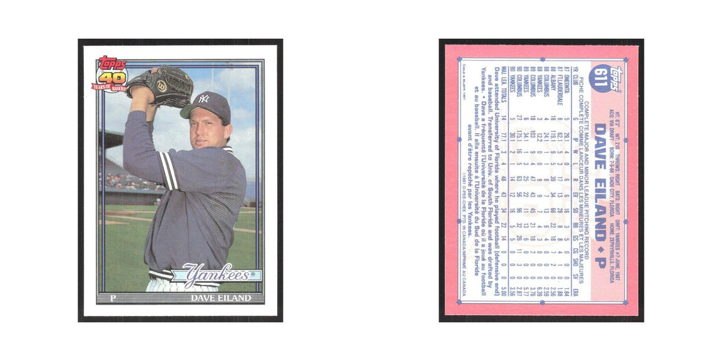 1991 O-Pee-Chee Dave Eiland Yankees #611