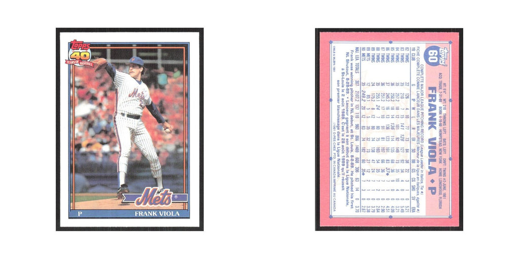 1991 O-Pee-Chee Frank Viola Mets #60