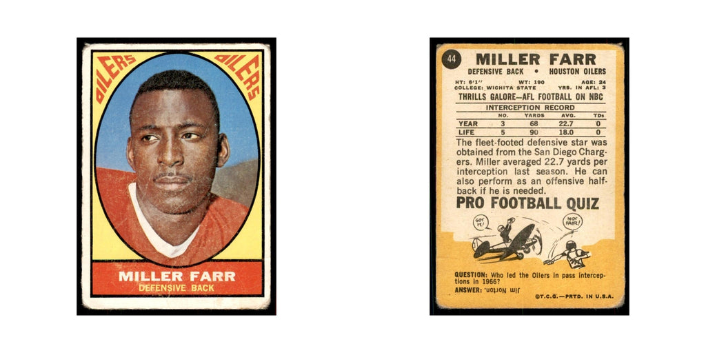 1967 Topps Miller Farr RC Houston Oilers #44