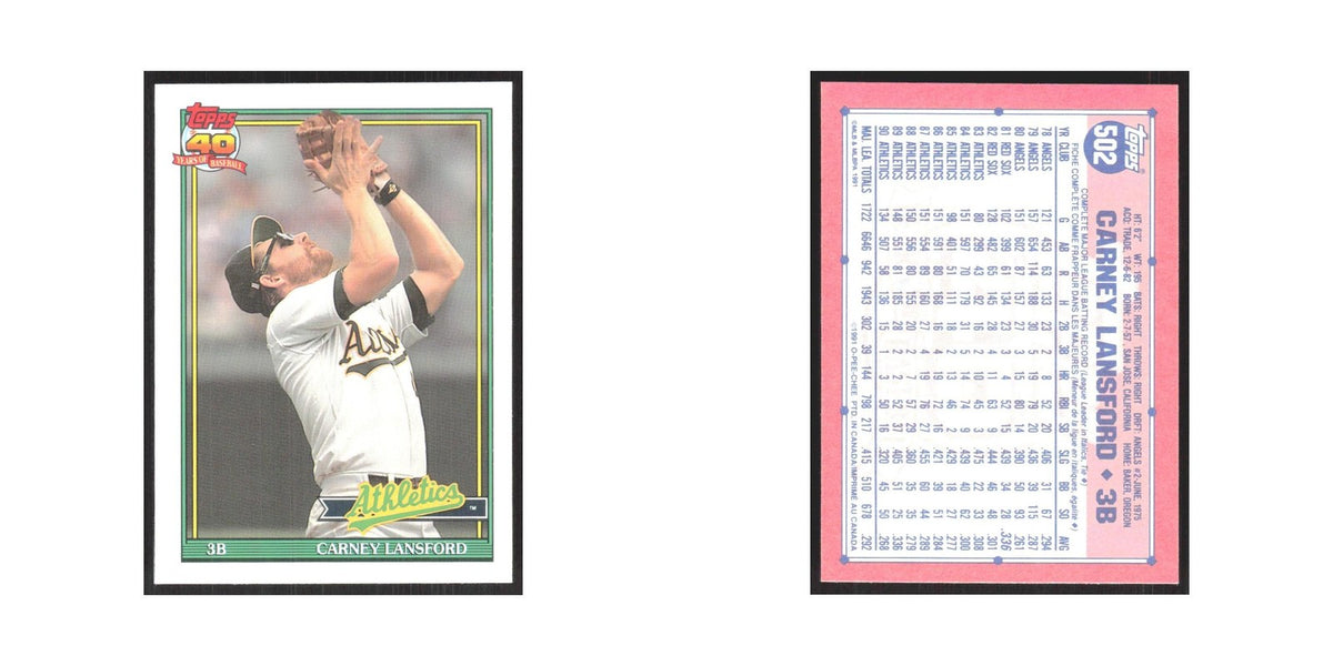 1991 O-Pee-Chee Carney Lansford Athletics #502