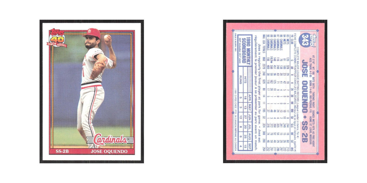 1991 O-Pee-Chee Jose Oquendo Cardinals #343