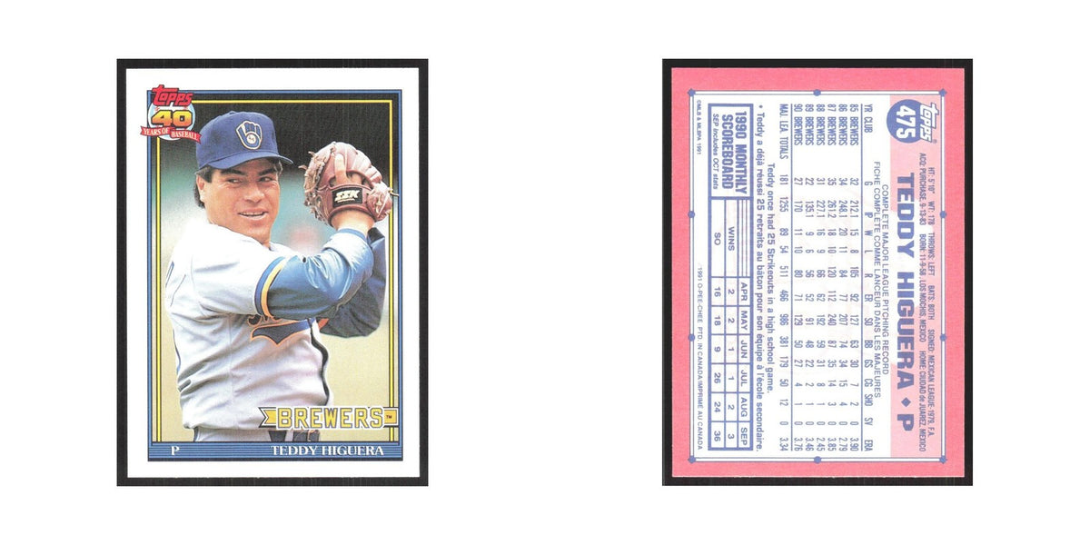 1991 O-Pee-Chee Teddy Higuera Brewers #475