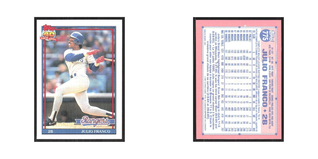 1991 O-Pee-Chee Julio Franco Rangers #775
