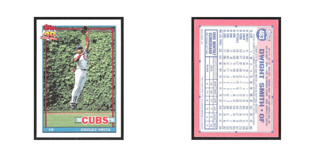 1991 O-Pee-Chee Dwight Smith Cubs #463