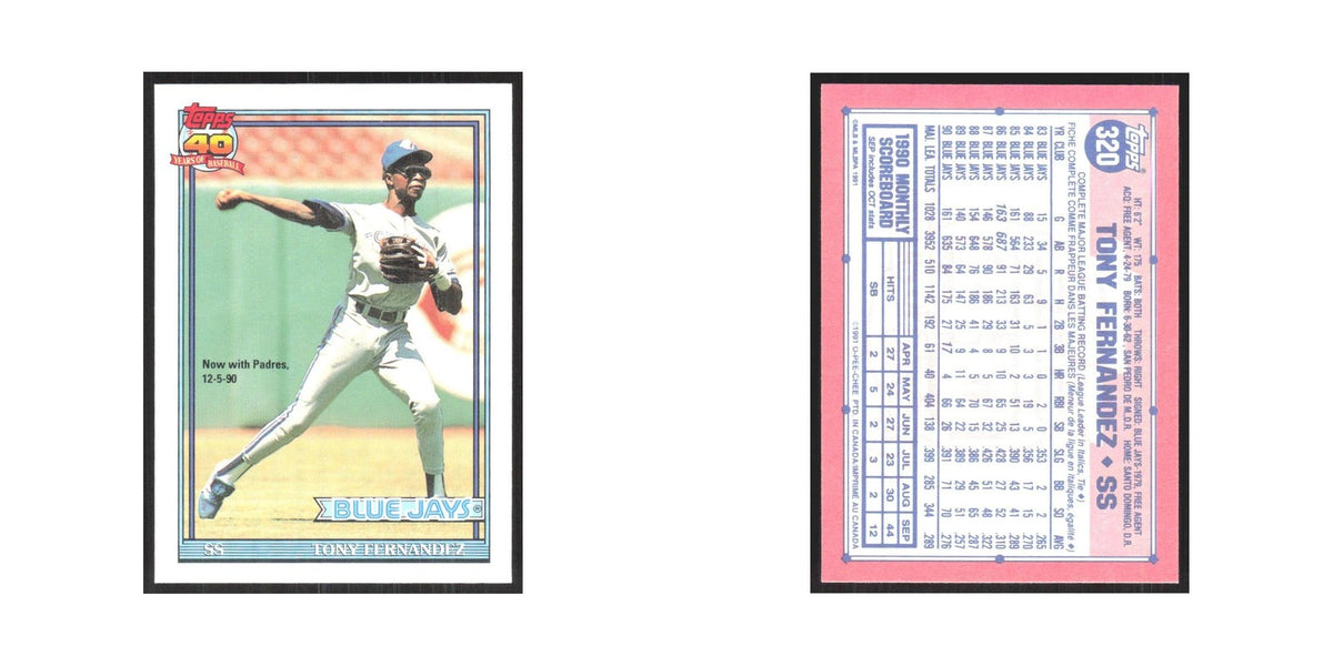 1991 O-Pee-Chee Tony Fernandez Blue Jays #320