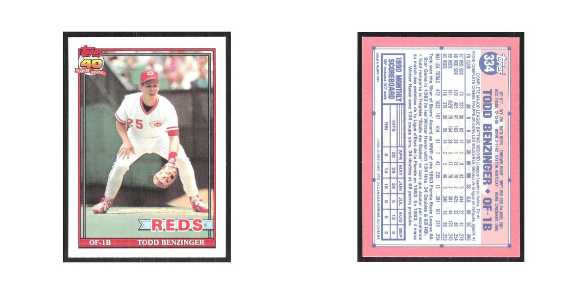 1991 O-Pee-Chee Todd Benzinger Reds #334