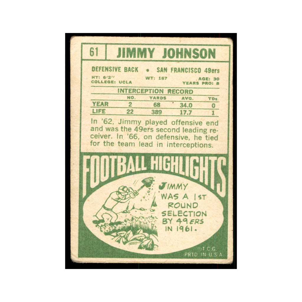 1968 Topps Jim Johnson 49ers #61