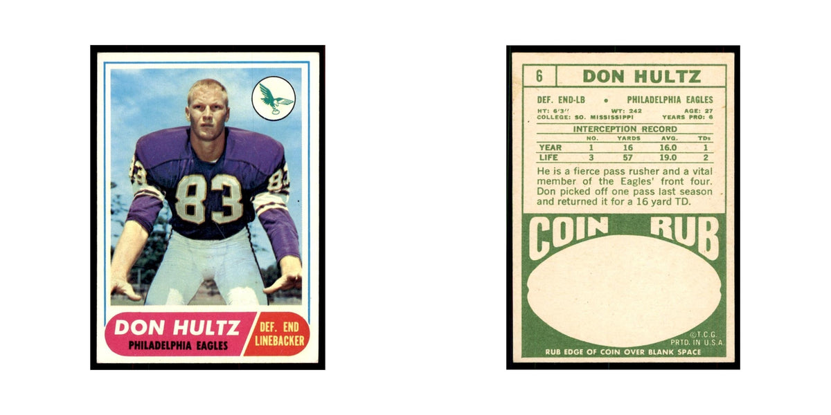 1968 Topps Don Hultz Eagles #6