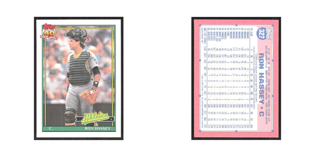 1991 O-Pee-Chee Ron Hassey Athletics #327