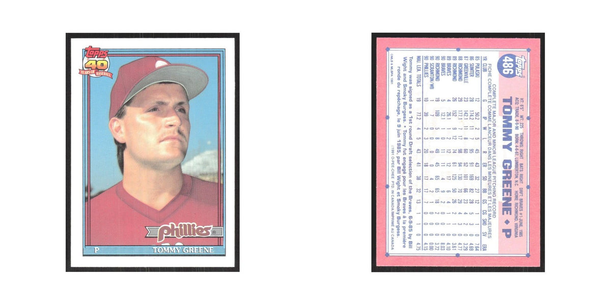 1991 O-Pee-Chee Tommy Greene Phillies #486