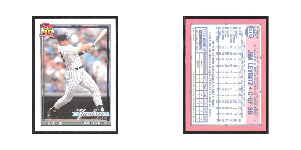 1991 O-Pee-Chee Jim Leyritz Yankees #202