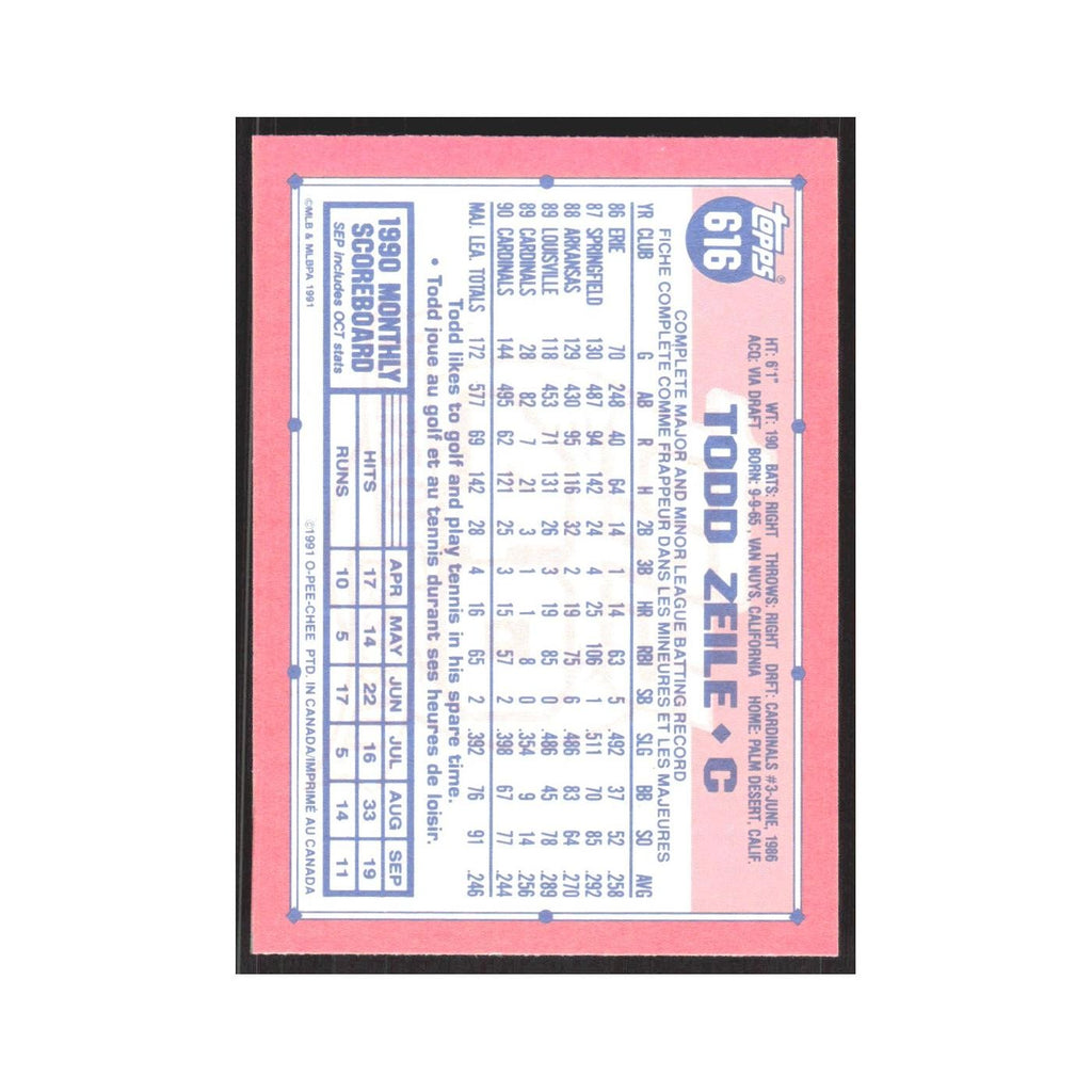 1991 O-Pee-Chee Todd Zeile Cardinals #616