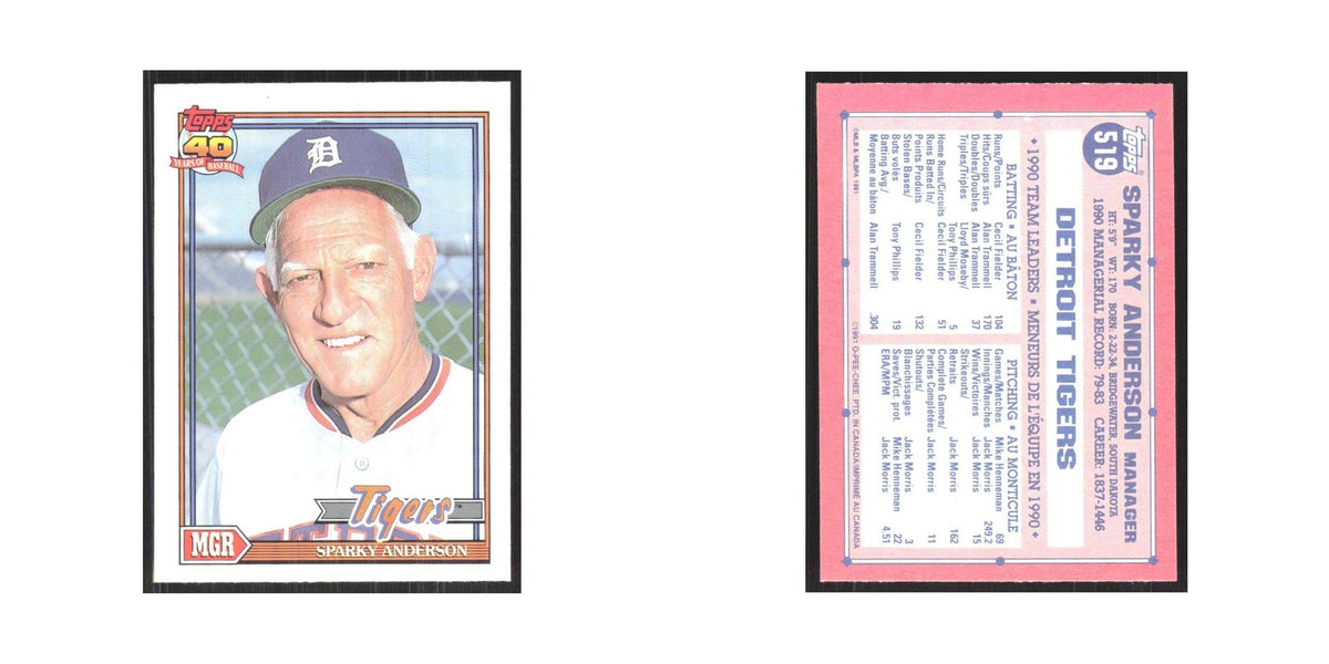 1991 O-Pee-Chee Sparky Anderson Tigers #519