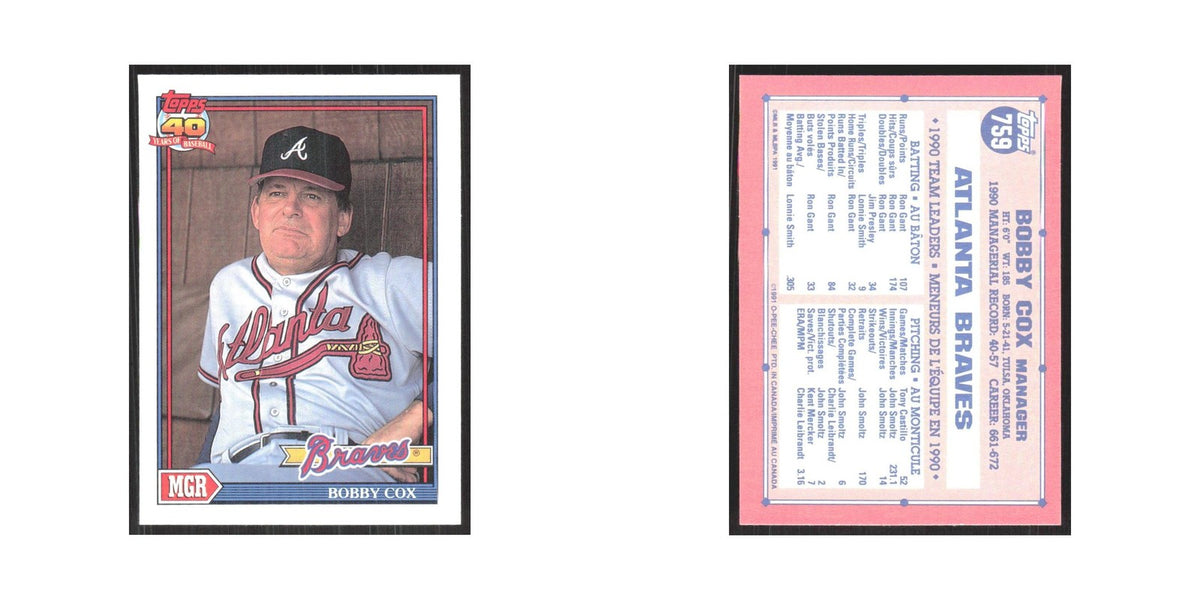 1991 O-Pee-Chee Bobby Cox Braves #759