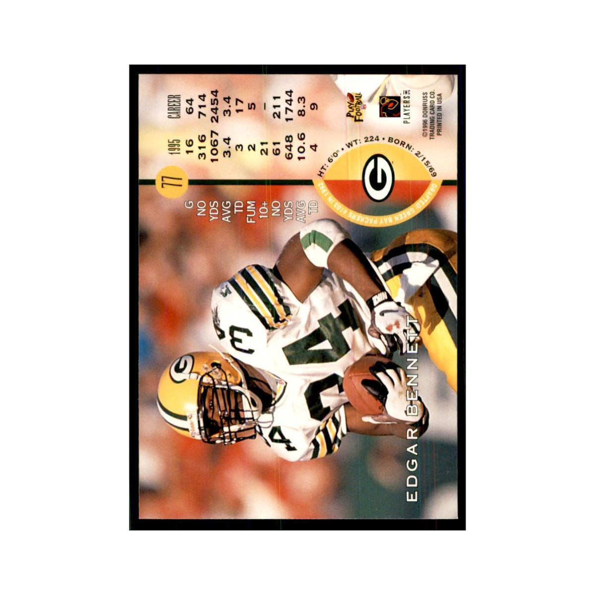 1996 Leaf Edgar Bennett Packers #77