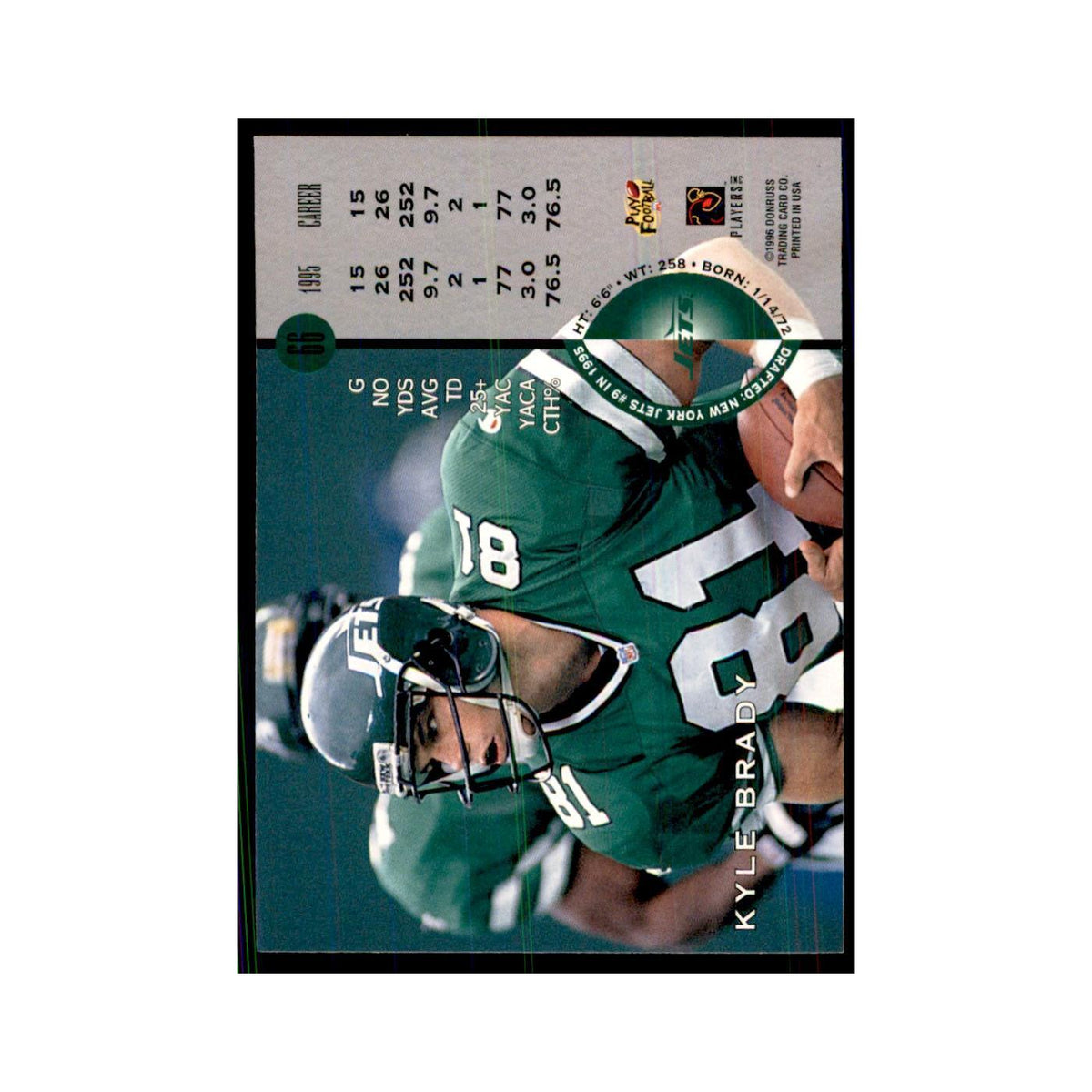 1996 Leaf Kyle Brady Jets #66