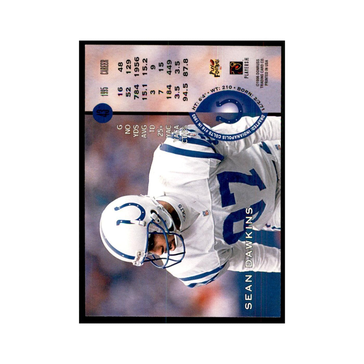 1996 Leaf Sean Dawkins Colts #43