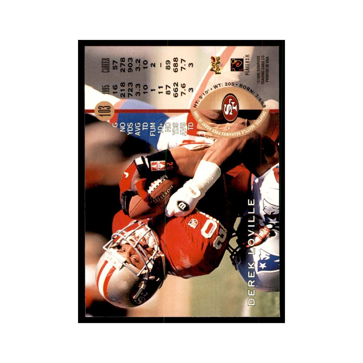1996 Leaf Derek Loville 49ers #103