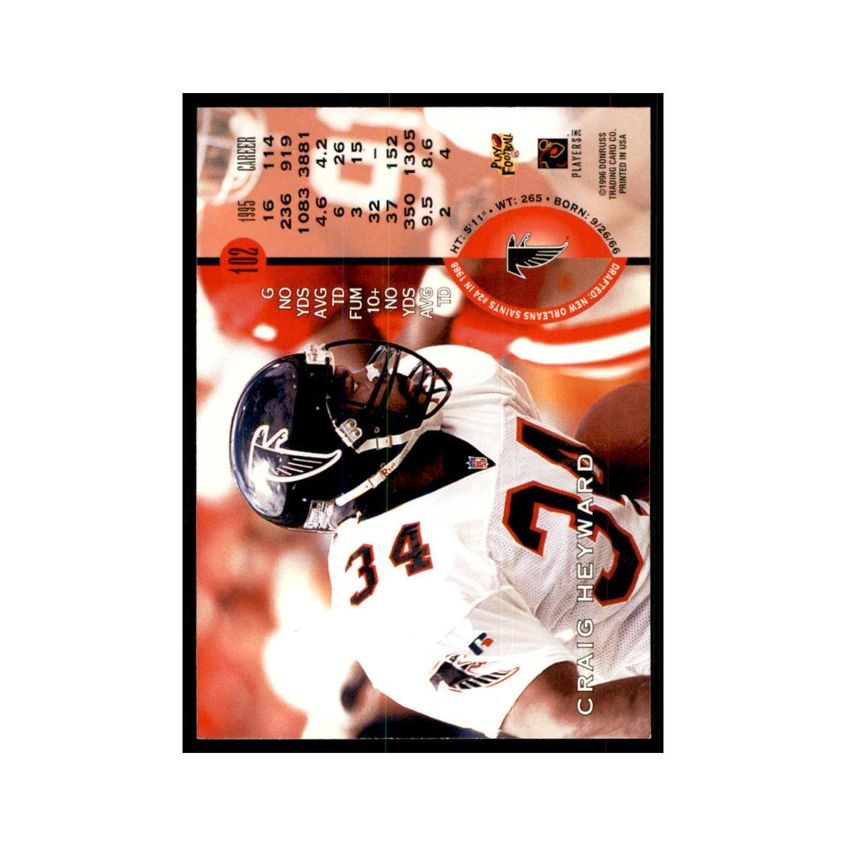 1996 Leaf Craig Heyward Falcons #102