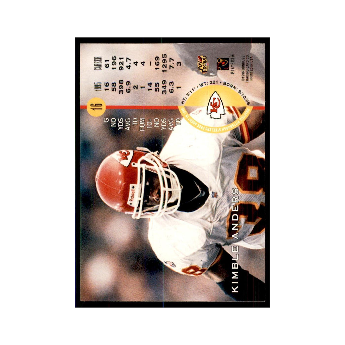 1996 Leaf Kimble Anders Chiefs #16