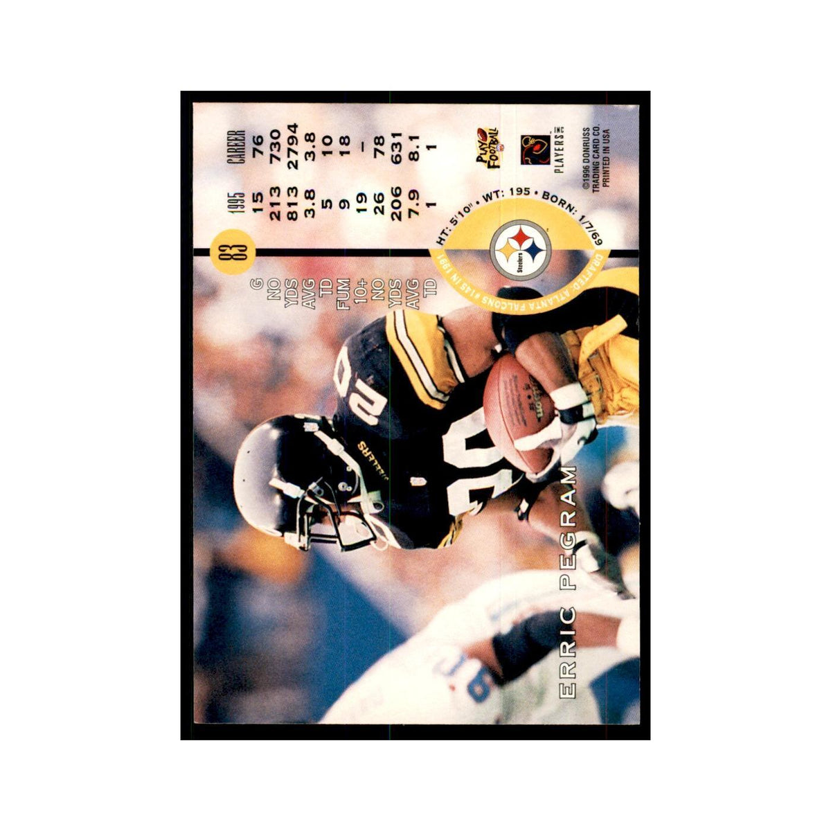 1996 Leaf Erric Pegram Steelers #83